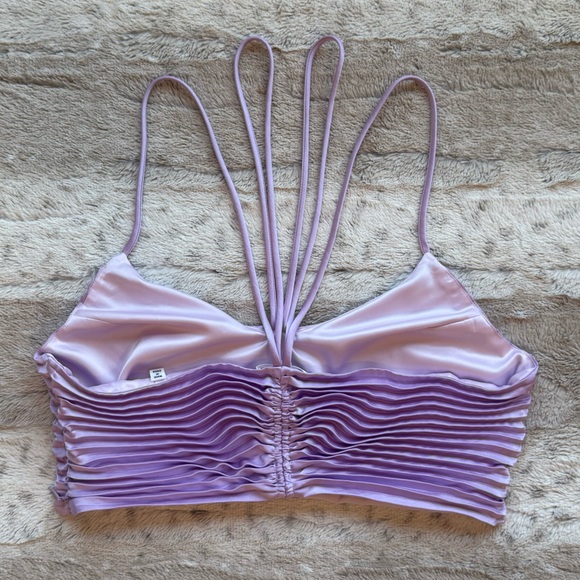 A.L.C. Ari Pleated Crop Camisole in Crocus Petal Size 12 - Picture 9 of 13